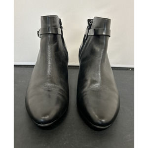 Cole Haan Womens Slip On Block Heel Pointed Toe Booties Black Leather Size 7.5B